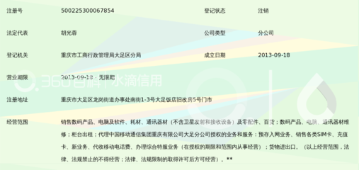重庆王梓实业股份大足分公司双塔路营业厅