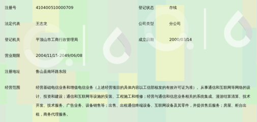 中国移动通信集团河南平顶山市鲁山分公司